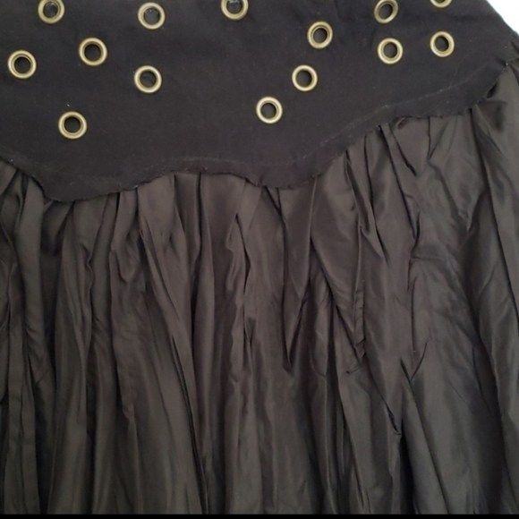 Vintage Y2K Black Boho Asymmetrical Studded Skirt - Picture 4 of 7